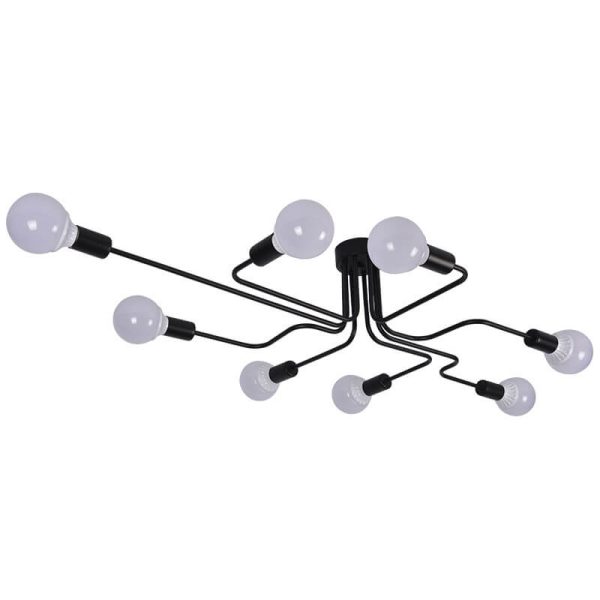 Wrought Iron 8-Light Sputnik Modern Linear Circuit Board Shade  Semi-Flush Mount Lighting - Image 7