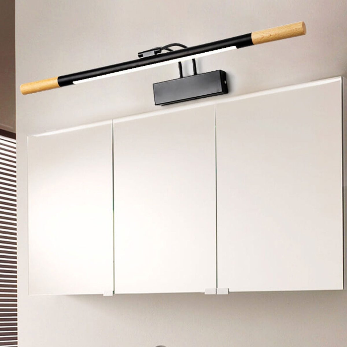 Nordic Solid Wood Curved Arm Long Vanity Light LED Wall Sconce Lamp - Image 13