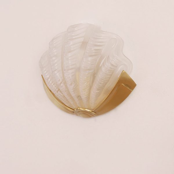 Modern Art Deco Shell Brass Glass 1-Light Wall Sconce Lamp For Living Room - Image 28