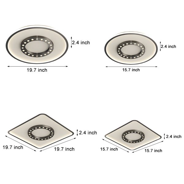Square Round LED Anti-Glare 3 Step Dimming Modern Ceiling Lights Fixture - Image 7