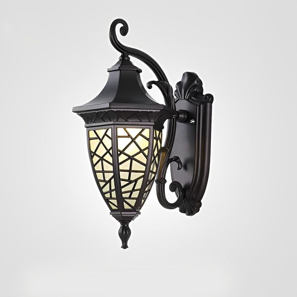 Retro Pattern Waterproof Black American Style Solar Powered Wall Lamp - Image 10