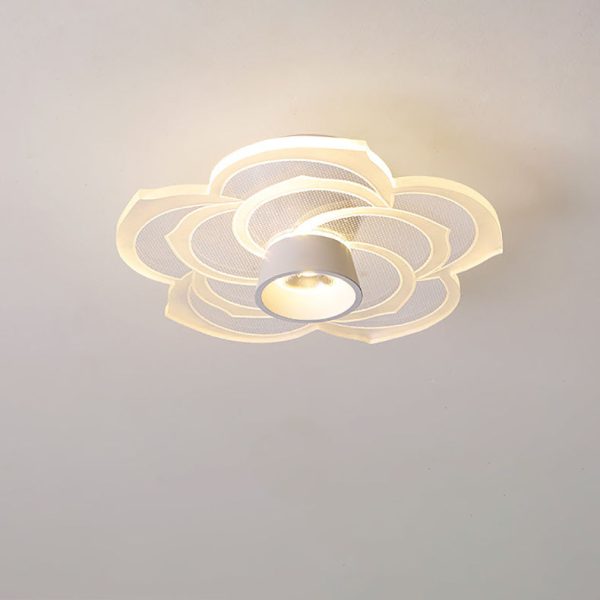 Modern Minimalist Round Rose Flower Iron Acrylic LED Flush Mount Ceiling Light For Living Room - Image 21
