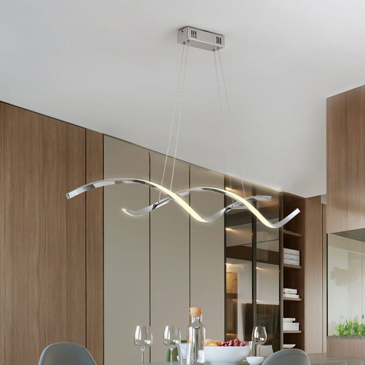 Modern Minimalist Strip Curve Island Light LED Chandelier - Image 1