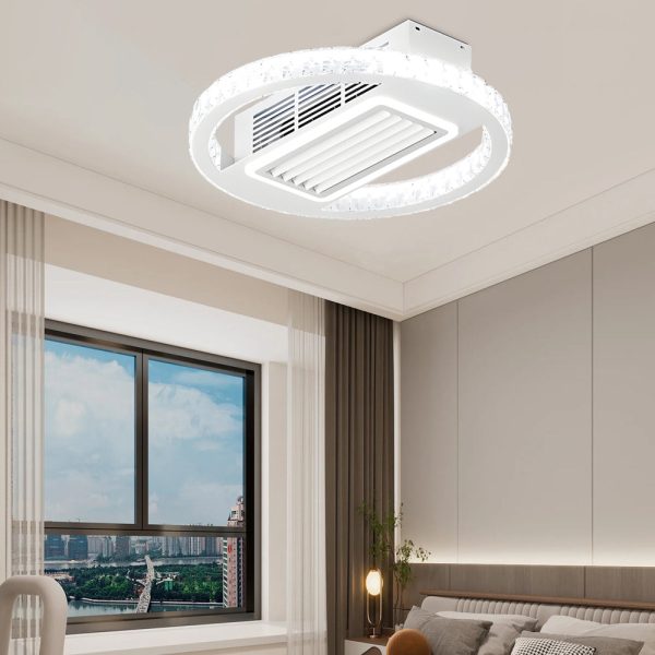 19.7 In. Nordic 6 Speeds Bladeless Ceiling Fan with LED Light, Remote Control - Image 2