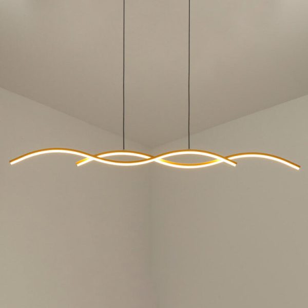 Nordic Minimalist Long Strip Wave Design Island Light LED Chandelier - Image 7