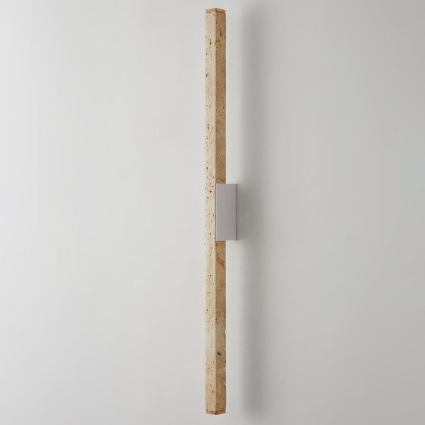 Japanese Wabi-Sabi Yellow Travertine Wood Long Strip LED Wall Sconce Lamp - Image 15