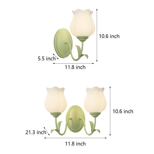 1/2 Lights Flowers Glass Three Step Dimming Green Modern Wall Lights Indoor - Image 7