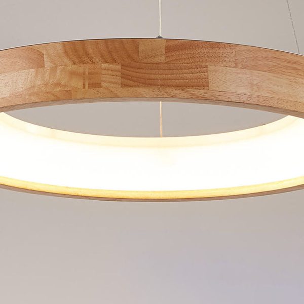 Japanese Simplicity Log Circle Island Light LED Chandelier - Image 17