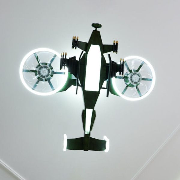 Modern Children's Helicopter Hardware Acrylic LED Semi-Flush Mount Ceiling Fan Light - Image 8