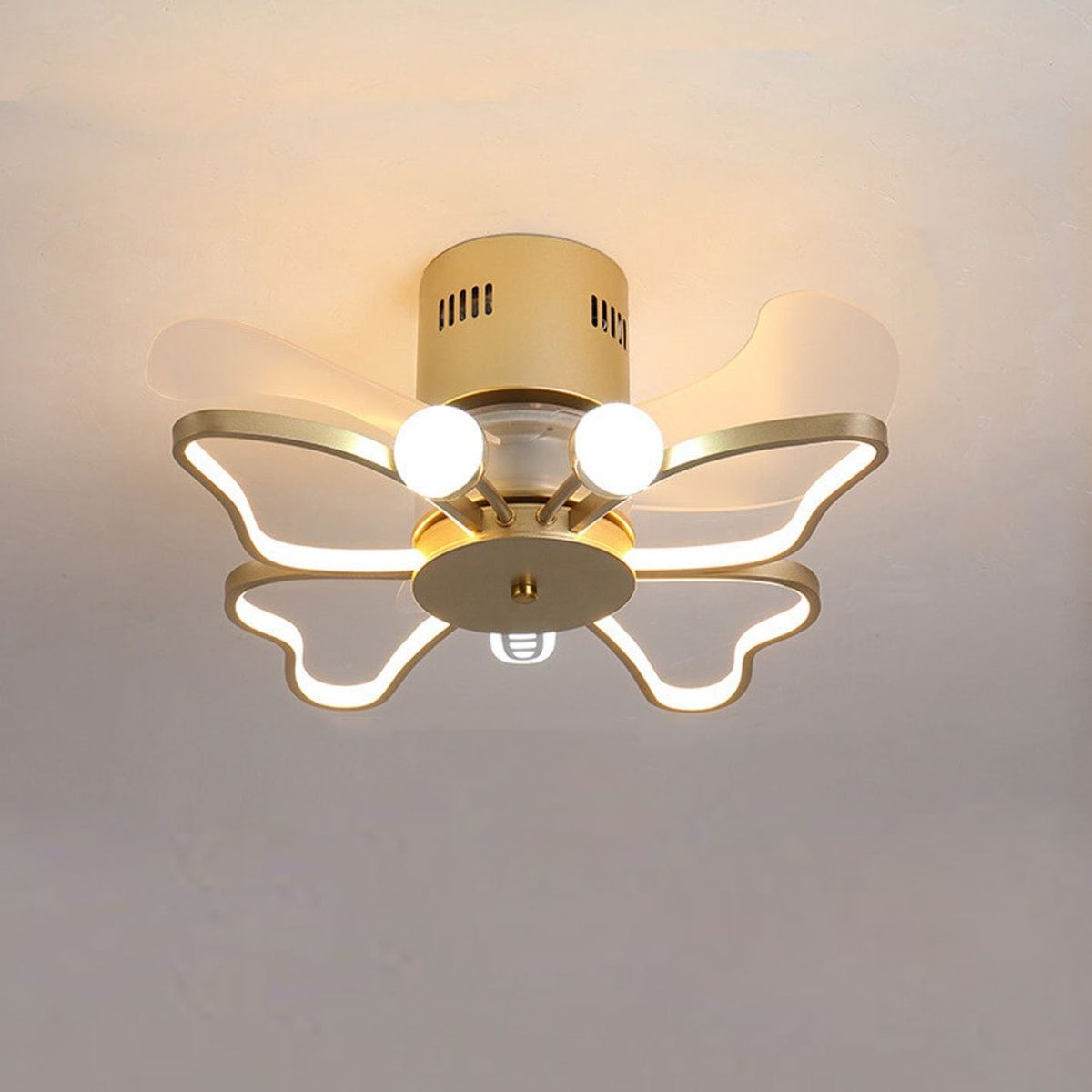 Nordic Creative Butterfly Shape LED Semi-Flush Mount Ceiling Fan Light - Image 1