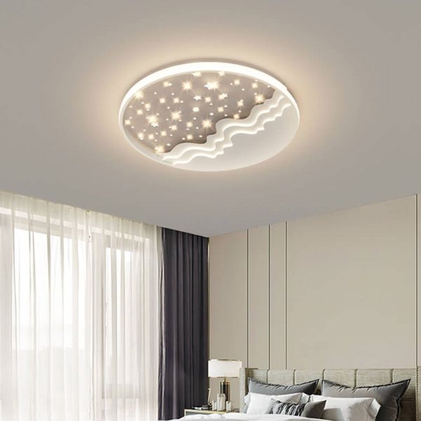 Nordic Creative Star Moon Round Aluminum LED Flush Mount Ceiling Light - Image 2