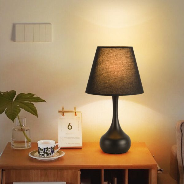 Nordic Vintage Pure Black White Iron Fabric 1-Light Table Lamp - Image 2