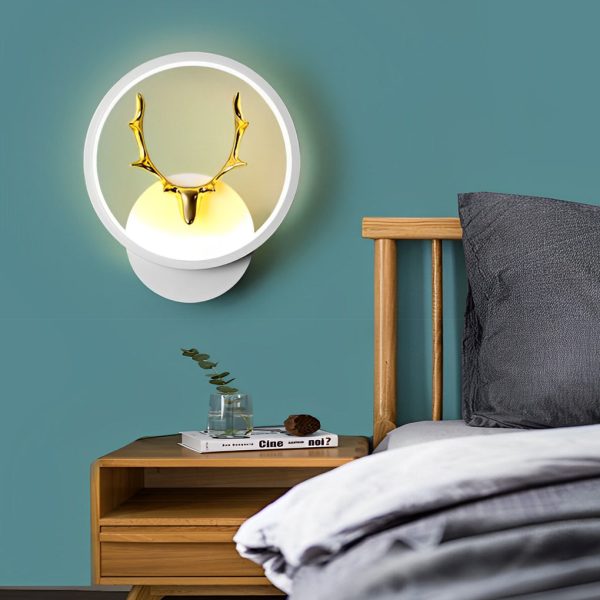 Round Square Creative Antlers Design LED Modern Wall Lamp Bedside Light - Image 7