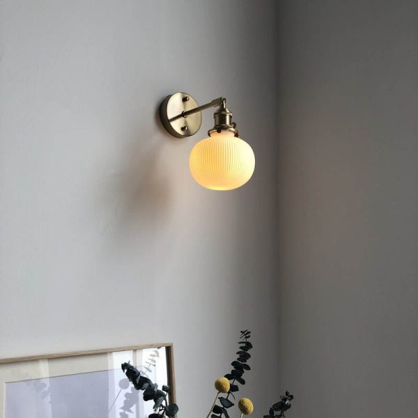 Japanese Retro Minimalist Cylinder Oval Brass Lucite 1-Light Wall Sconce Lamp - Image 12