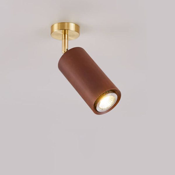 Nordic Minimalist Walnut Wood Spotlight Linear Track 1/2/3/4 Light LED Semi-Flush Mount Ceiling Light - Image 18