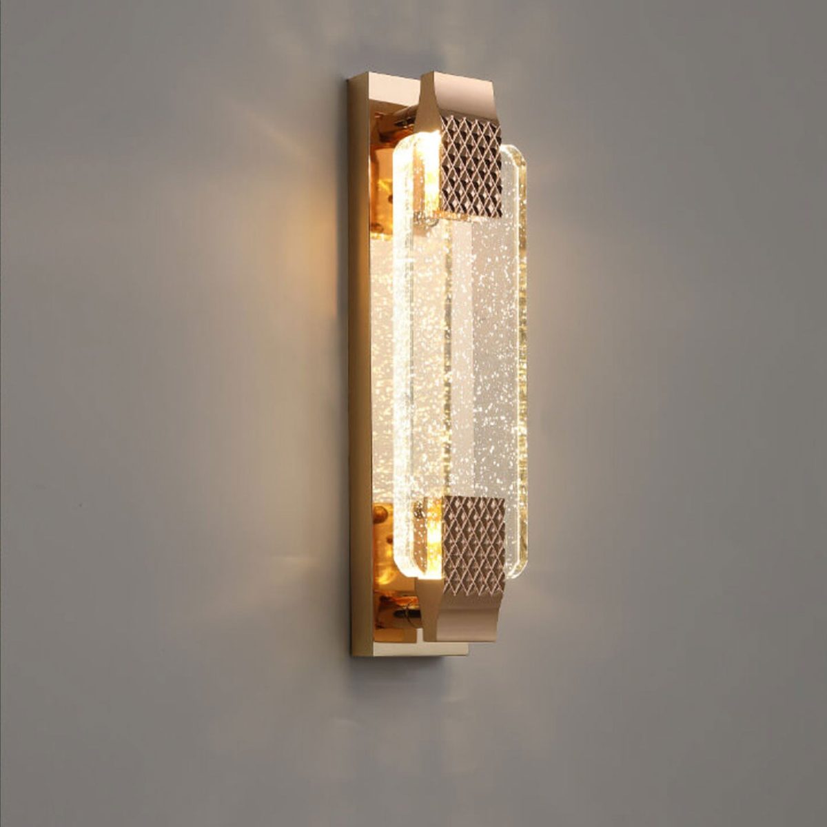 European Light Luxury Rectangular Bubble Crystal LED Wall Sconce Lamp - Image 1