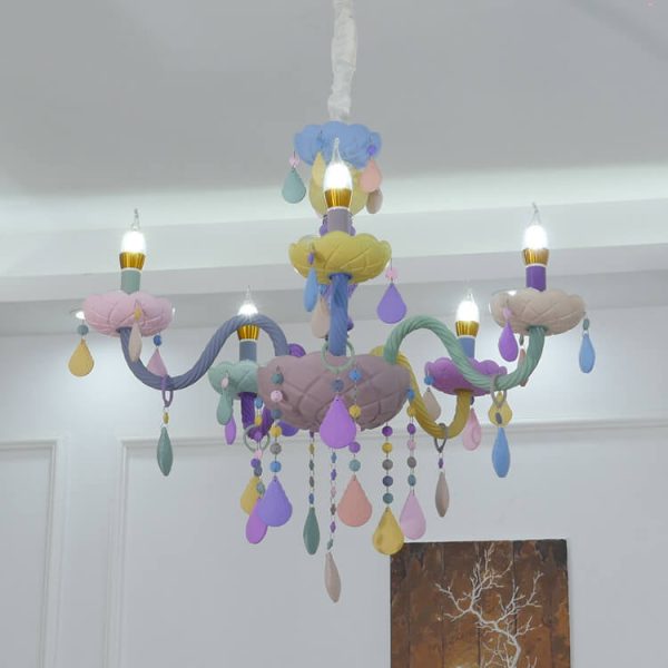 Modern Children's Princess Macaroon Candelabra Crystal Glass 5/6/8/10/12/15 Light Chandelier - Image 25