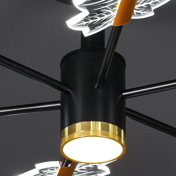 Modern Minimalist Branch Maple Leaf Iron Acrylic LED Chandelier For Living Room - Image 8