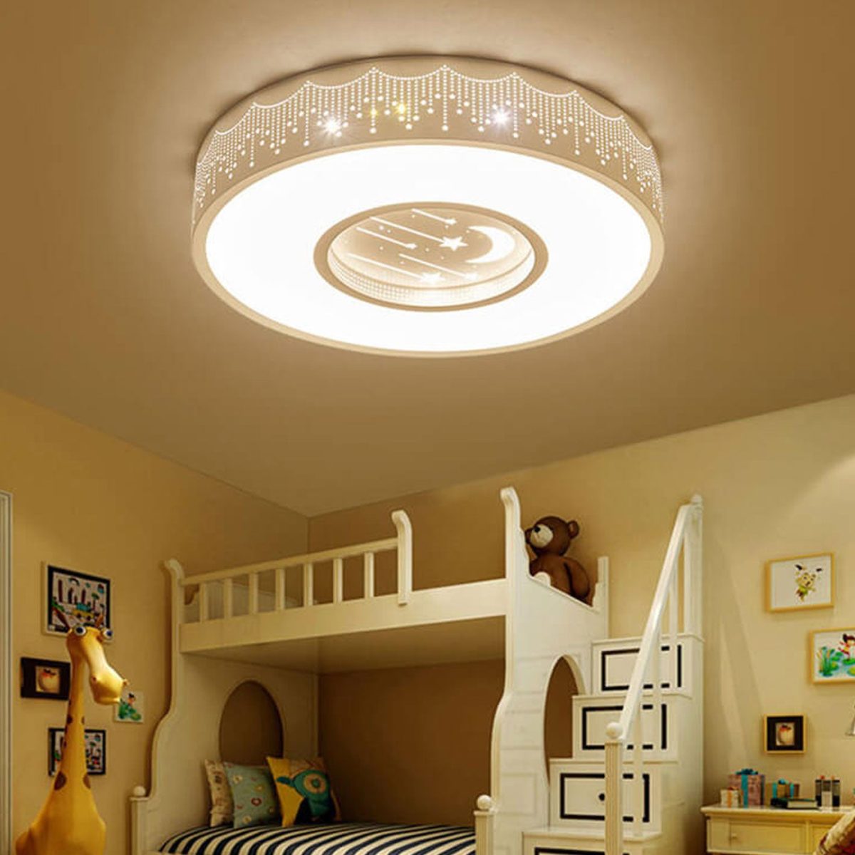 Modern Minimalist Starry Sky Round Children's LED Flush Mount Ceiling Light - Image 2
