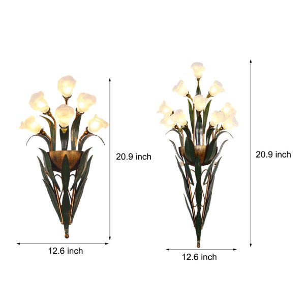 Bouquet Flowers Leaves White Light Pastoral American Style Wall Lamp - Image 7