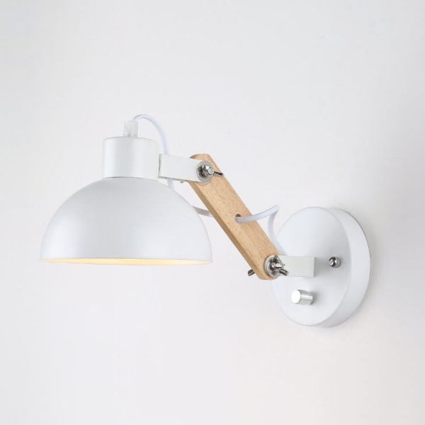 Modern Nordic Iron Semicircle Adjustable Wooden Lamp Arm 1-Light Wall Sconce Lamp - Image 18