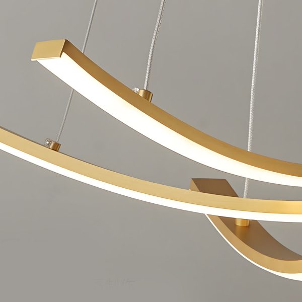 Elegant Curved Copper Strip Full-Spectrum LED Pendant Light - Image 8