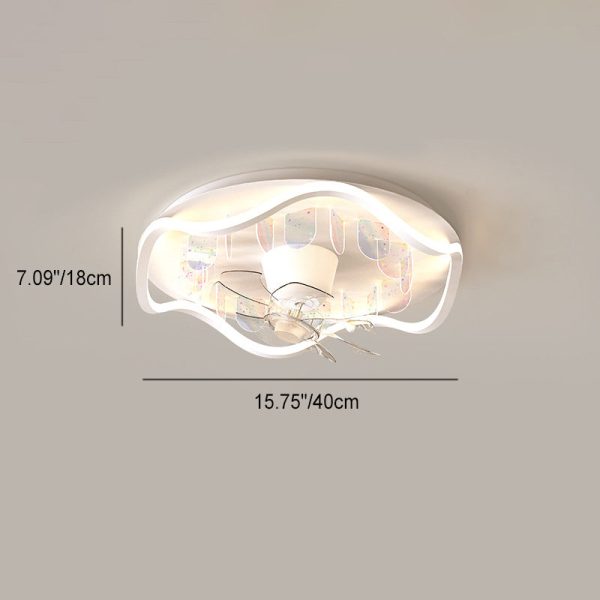 Contemporary Creative Iron Acrylic Round Piece LED Flush Mount Ceiling Fan Light For Living Room - Image 3