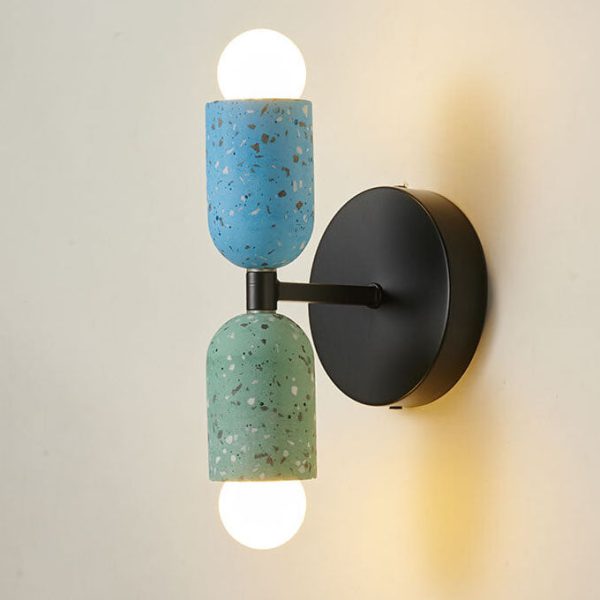 Modern Japanese Wabi-Sabi Iron Cement 2-Light Wall Sconce Lamp - Image 9