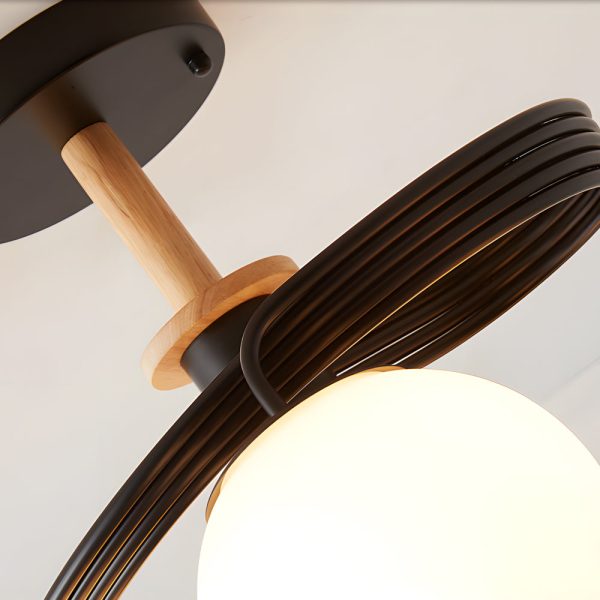 5-Light Glass Ball Spiral Metallic Semi-Flush Mount Ceiling Light - Image 9