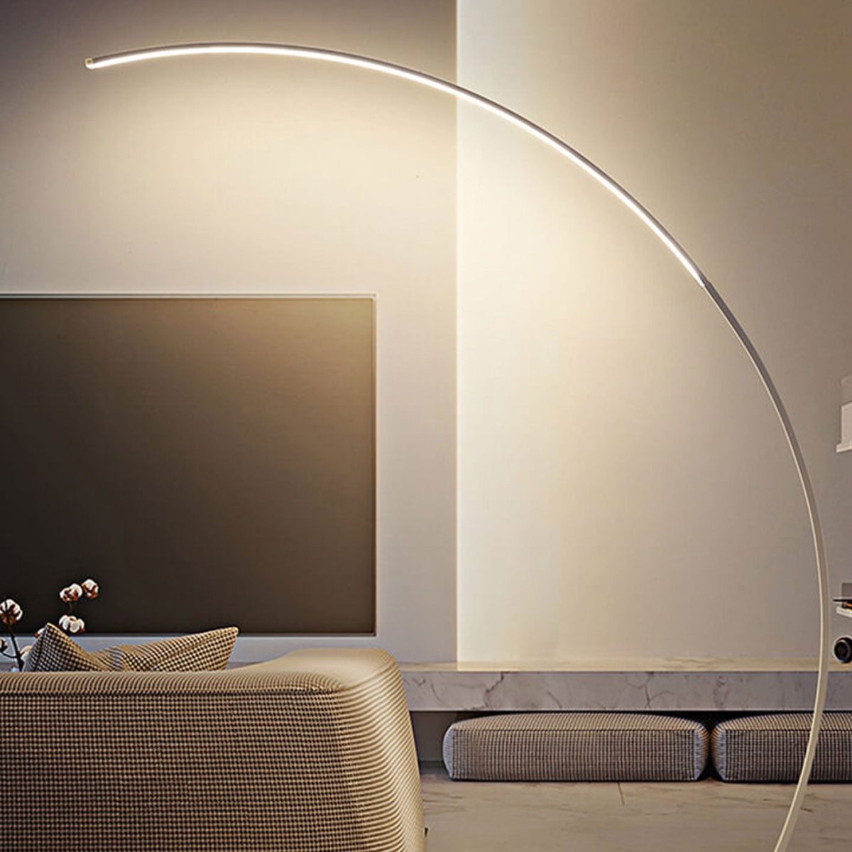 Minimalist Curved Line LED Aluminum Standing Floor Lamp - Image 22