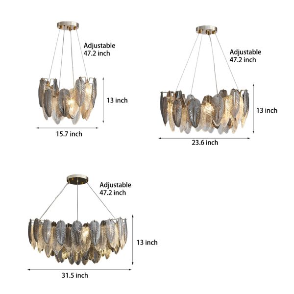 Romantic Creative Feathers Glass Three Step Dimming Modern Chandelier - Image 9