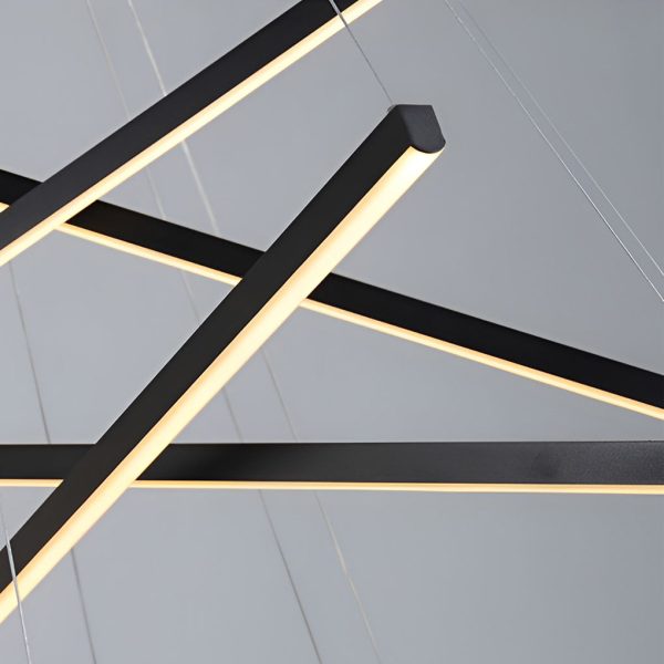 Minimalist Strip Stepless Dimming LED Black Modern Chandelier with Remote - Image 14