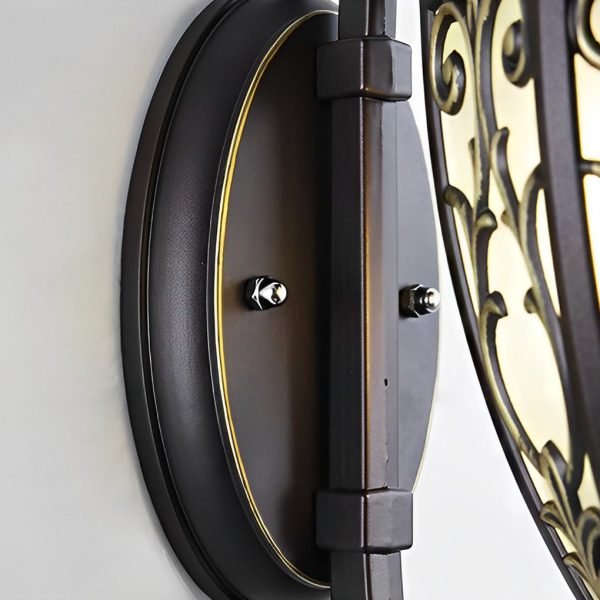 Vintage Flower Pattern Waterproof Black American Style Solar Wall Lamp - Image 13