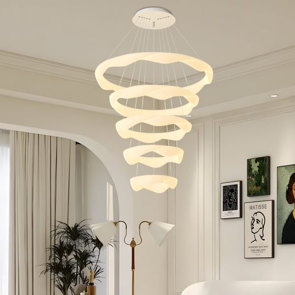 Creative Cream Style Designer Rings 3 Step Dimming Modern Chandelier - Image 5