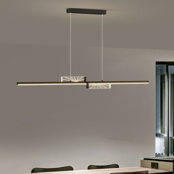 Modern Minimalist Strip Cone Circle Iron Acrylic LED Chandeliers Island Light For Dining Room - Image 18