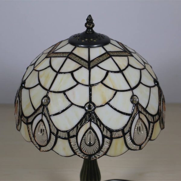 Tiffany Retro Lotus Resin Base Stained Glass 1-Light Table Lamp - Image 13