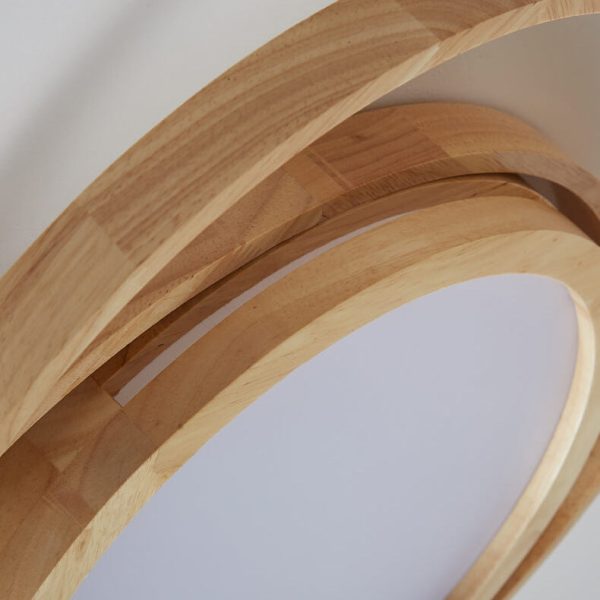 Minimalist Log Wooden Circle Ring LED Flush Mount Ceiling Light - Image 14