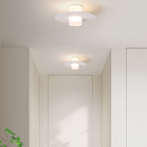 Modern Minimalist Cylindrical Disc Iron Acrylic LED Semi-Flush Mount Ceiling Light - Image 12