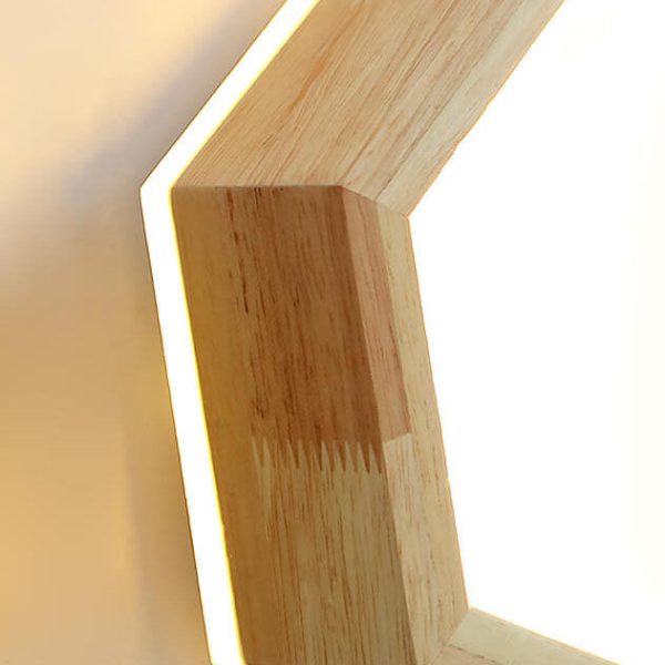 Modern Simple Wooden Hexagonal Geometry LED Flush Mount Ceiling Light - Image 15