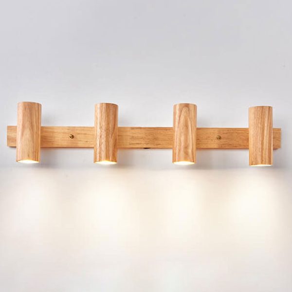 Modern Minimalist Wood Track Spotlight 1/2/3 Light Wall Sconce Lamp - Image 3