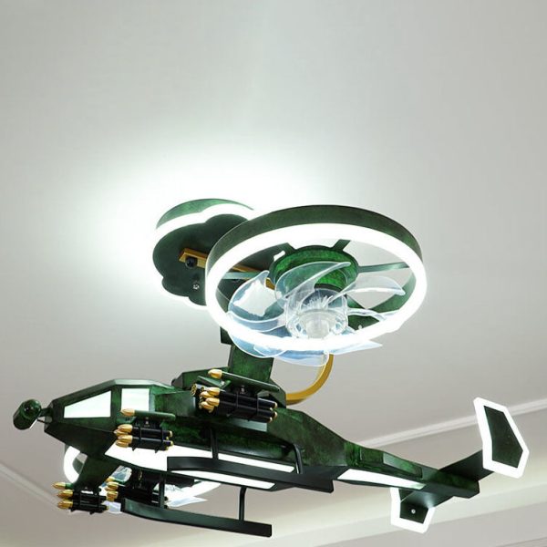 Modern Children's Helicopter Hardware Acrylic LED Semi-Flush Mount Ceiling Fan Light - Image 11