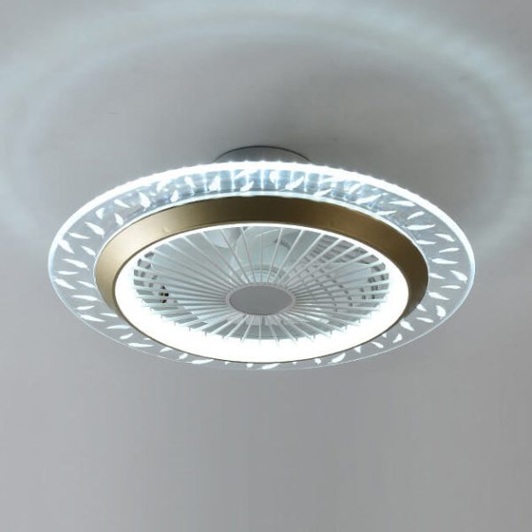 Modern RGB Acrylic Round LED Seme-Flush Mount Ceiling Fan Light - Image 13