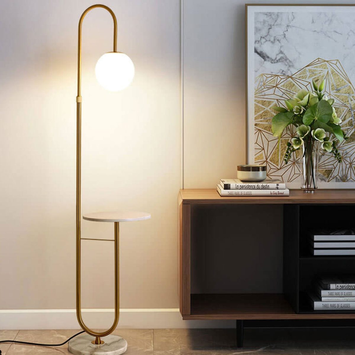 Nordic Minimalist Iron Marble  Table LED Standing Floor Lamp - Image 1