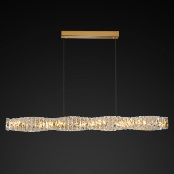 Modern Simplicity Stainless Steel Crystal Strip LED Island Light Pendant Light For Dining Room - Image 18