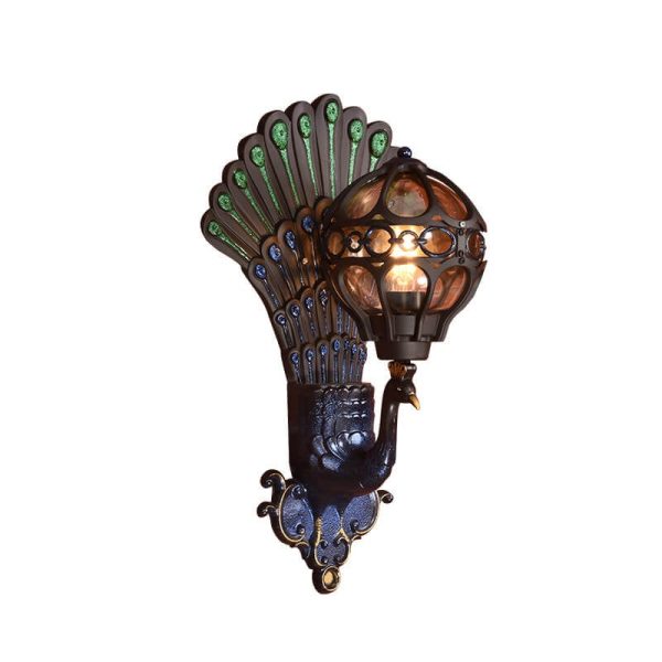 European Vintage Peacock 1-Light Outdoor Waterproof Wall Light - Image 11