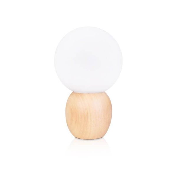Nordic Solid Wood Milk White Glass Orb 1-Light Table Lamp - Image 9