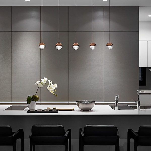 Round Rotating Minimalist Metal Glass Nordic LED Pendant Light Chandelier - Image 12