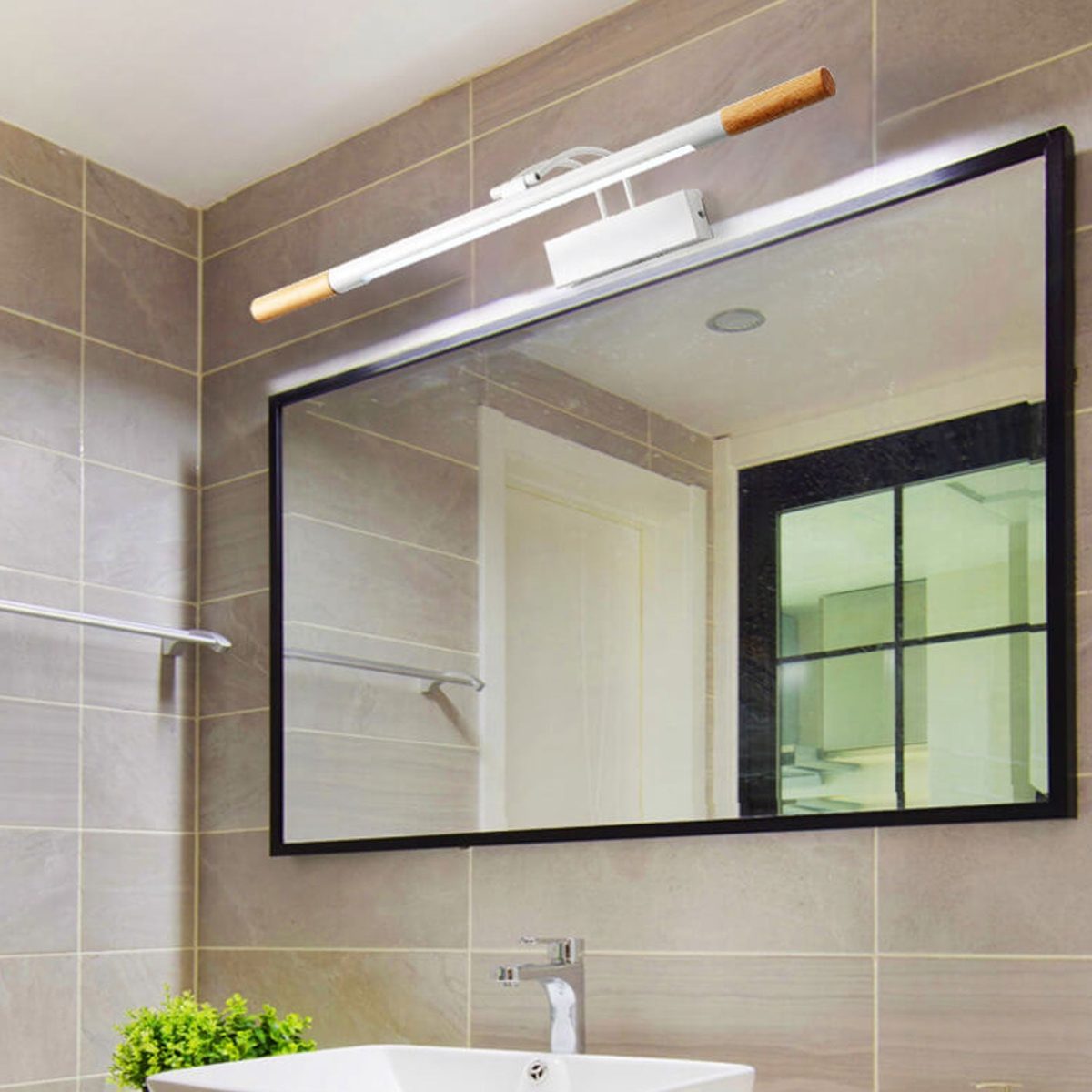 Nordic Solid Wood Curved Arm Long Vanity Light LED Wall Sconce Lamp - Image 15