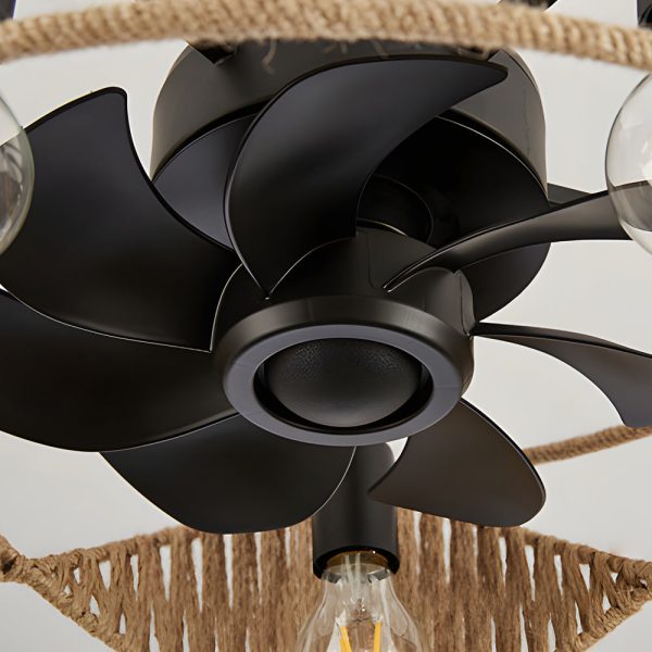 20-in Hemp Rope-Woven Caged Ceiling Fan with Light and Remote, 6-Speed - Image 9