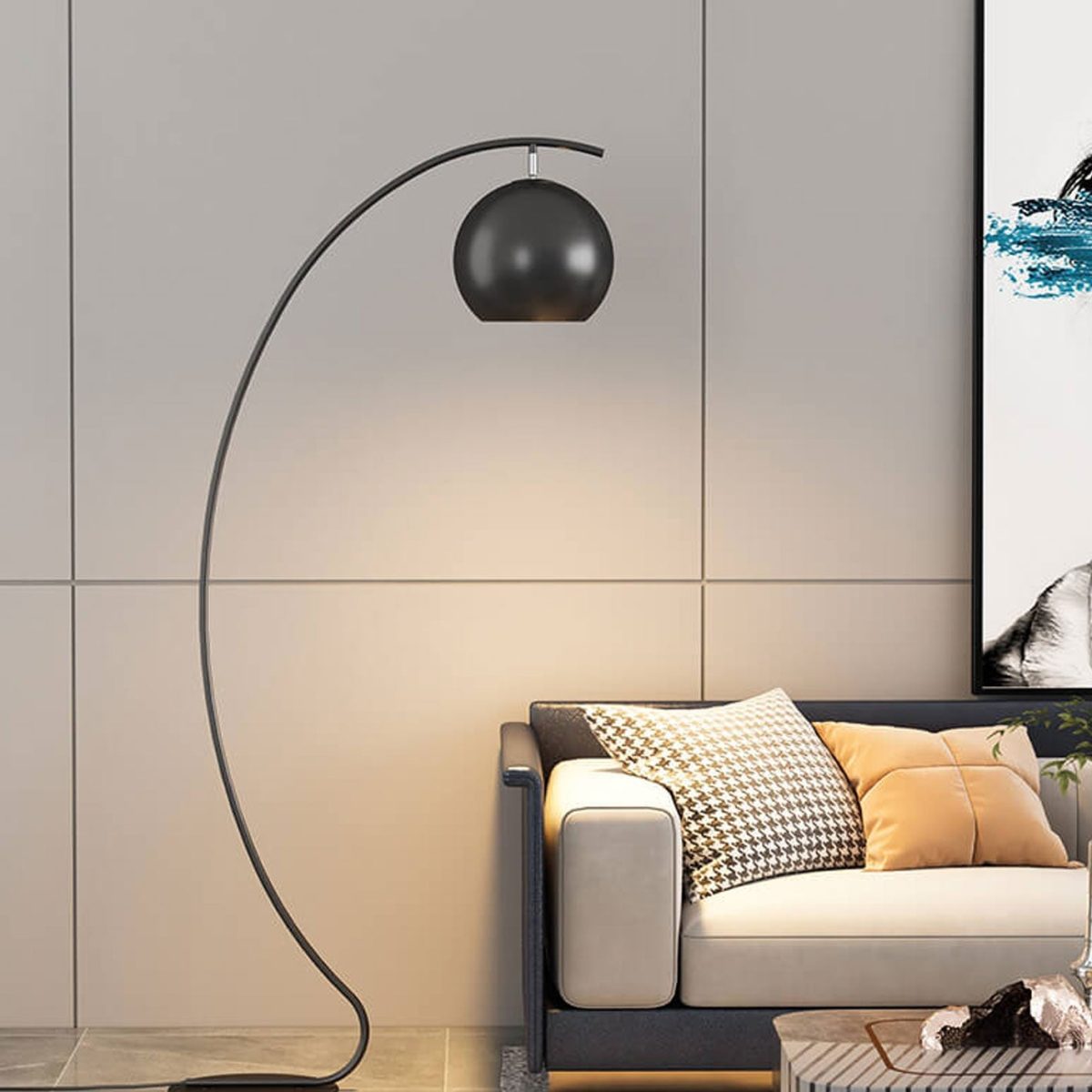 Nordic Minimalist Curved Line Dome 1-Light Standing Floor Lamp - Image 15